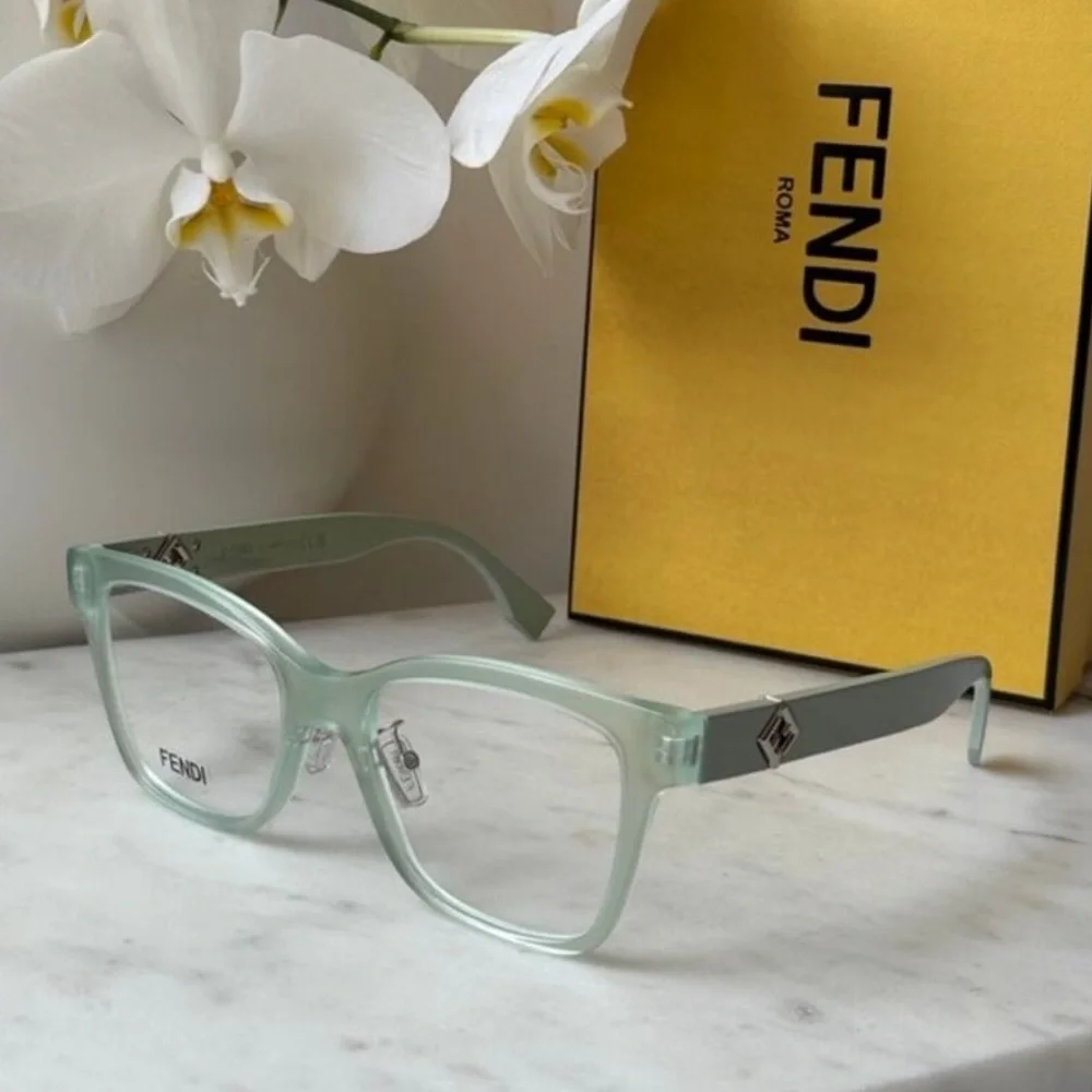 New! Fendi FE50117F 093 Transparent Green Eyeglasses, Authentic